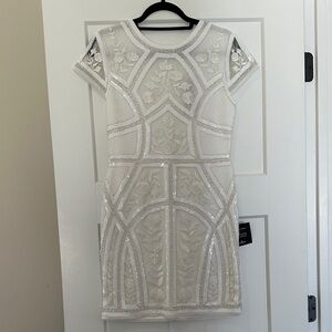 Lulu's White Beaded Embroidered Mini Dress